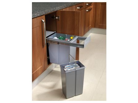 Base Mounted Pull-Out Segregated 30 Litre Waste Bin