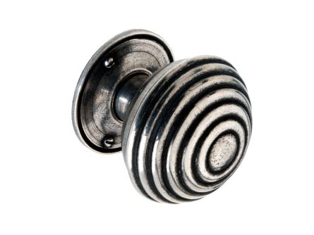 Solid Pewter Circle Design Kitchen Knob with Backplate