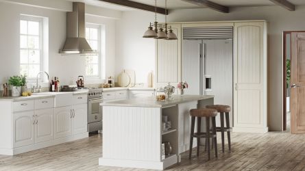 Cottage kitchen - painted oak white and painted oak mussel