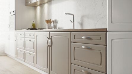 Madrid Kitchen in painted oak stone grey and painted oak white finish