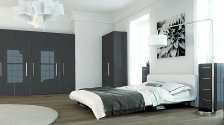 Zurfiz bedroom in a metallic anthracite finish