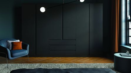 bella knebworth style bedroom in matt black finish.