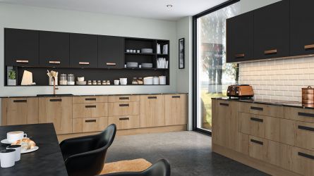bella lazio style kitchen - halifax natural oak & matt graphite