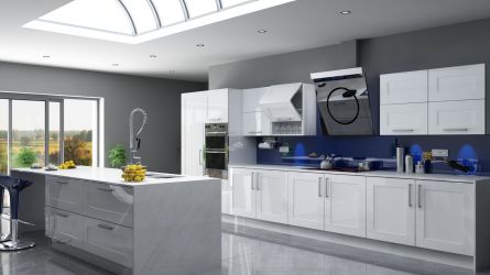 Unique Caraway kitchen in high gloss white