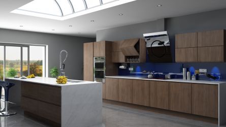 Stylish modern Kendal kitchen in a Opera Walnut finish.
