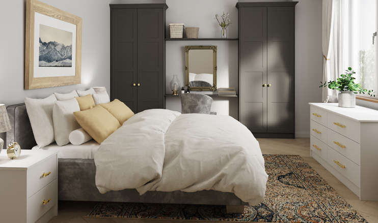 Bella Stratford Bedroom in Matt Graphite & Light Grey