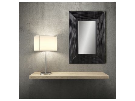 Rectangular feature mirror with wave effect frame