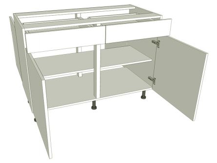 Peninsula Double Drawerline Kitchen Base Unit - shown with doors/drawer fronts