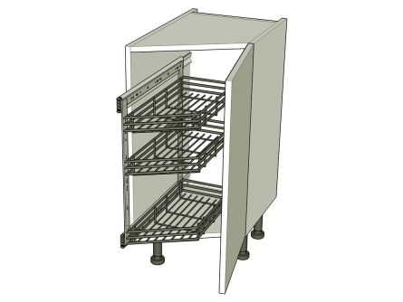 Angled kitchen base storage pullout units