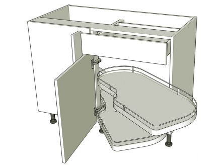 Variable Corner Drawerline Carousel - shown with doors/drawer fronts