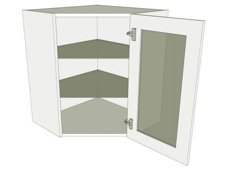 Glazed Diagonal Corner Kitchen Wall Units - shown with doors/drawer fronts
