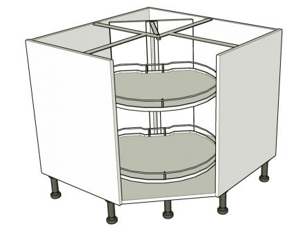Corner Carousel Base Units - Turnmotion - shown with doors/drawer fronts