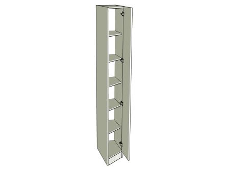 Angled bedroom wardrobe shelf unit with 5 adjustable shelves. 