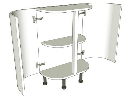 D Shaped Curved Kitchen Base Unit - shown with doors/drawer fronts