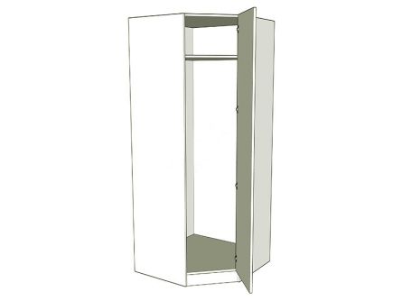 Diagonal Corner Wardrobe - shown with doors/drawer fronts
