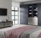 Zurfiz bedroom in Serica Matt Indigo Blue & Brushed Metal Stainless Steel