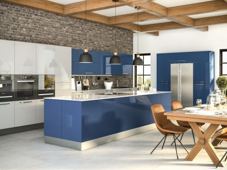 Zurfiz kitchen in Ultragloss Baltic Blue & Light Grey