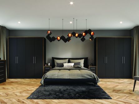 Zurfiz bedroom in Serica Matt Black with Oak Edging