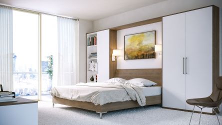 Gladstone Tobacco Oak and Supermatt white fitted bedrooms oxon
