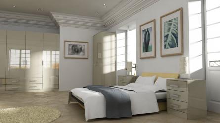 Gravity fitted bedroom in gloss metallic beige