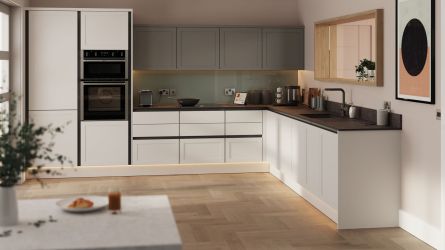 Oakham True Handleless kitchen in Supermatt White