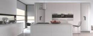 Modern kitchen with white gloss units