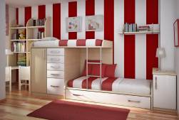 Red and white kids bedroom