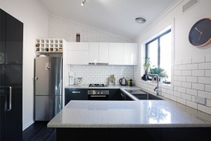 Kitchen with subway tiles