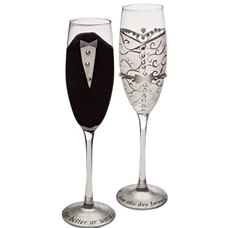 Bride and groom champagne flutes